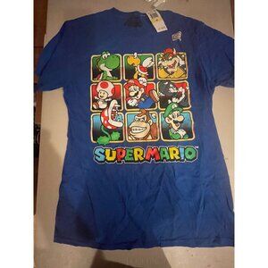 Hybrid Mens Super Mario Brothers Golden Box Royal Blue Medium T-Shirt
